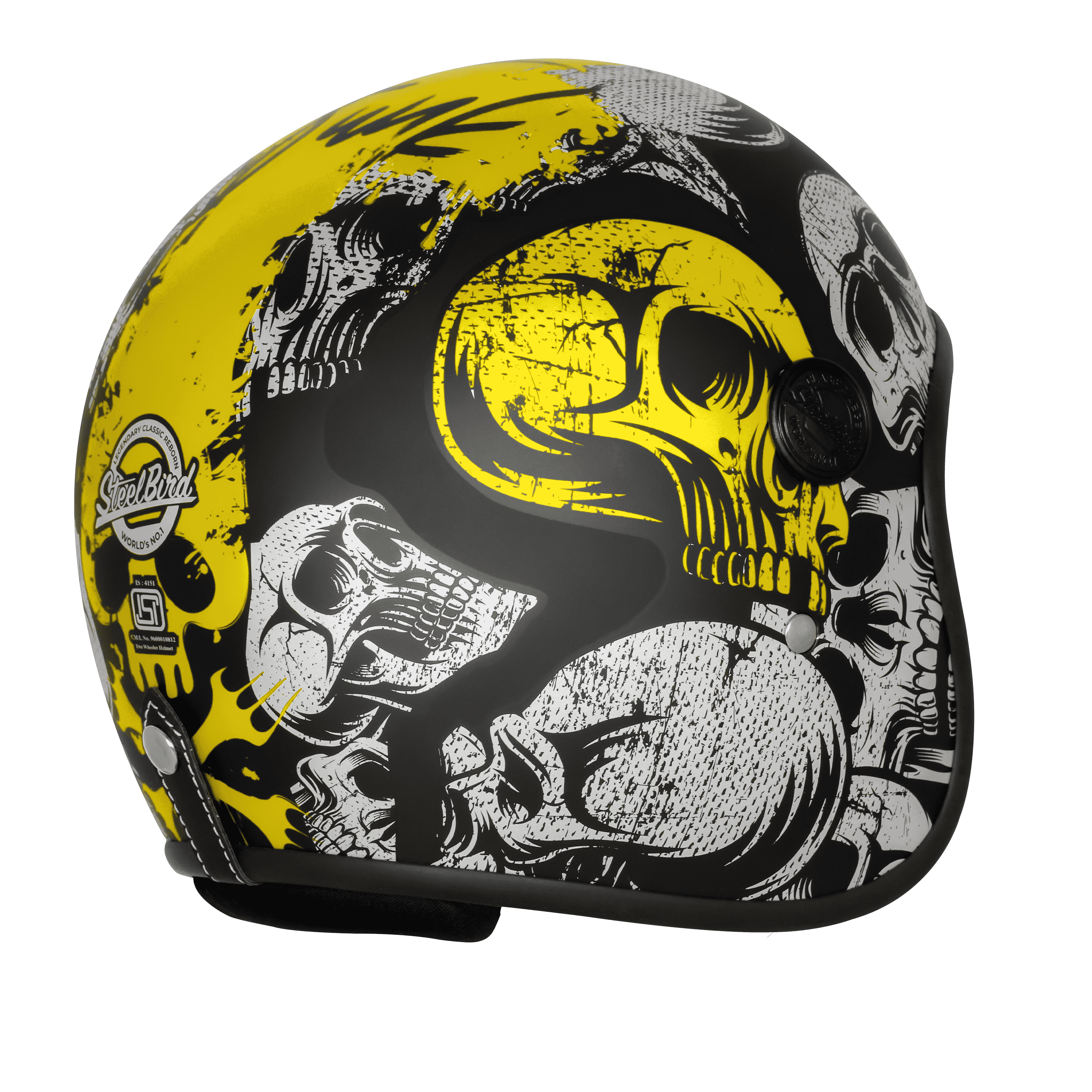 SBH-55 VINTAGE SKULL GLOSSY BLACK WITH NEON